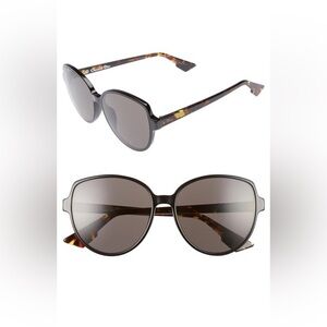 Dior Women's Black Frame with Brown Tortoiseshell Temple Sunglasses
